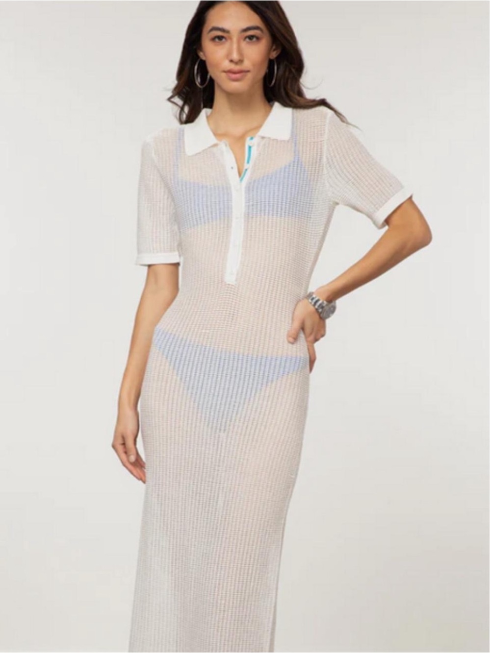 Solid & Striped mesh polo cover-up maxi dress